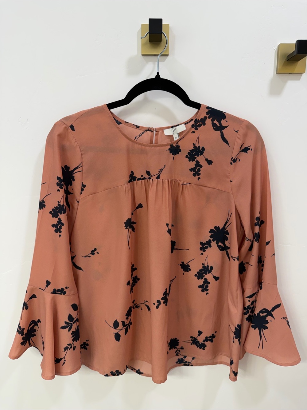 Floral Bell-Sleeve Blouse - Dusty Rose